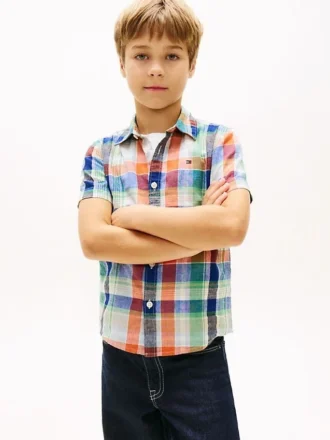 Kids’ Linen-Cotton Blend Madras Shirt
