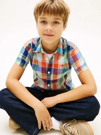 Kids’ Linen-Cotton Blend Madras Shirt