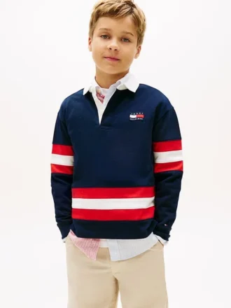 Kids’ Logo Graphic Stripe Rugby Polo