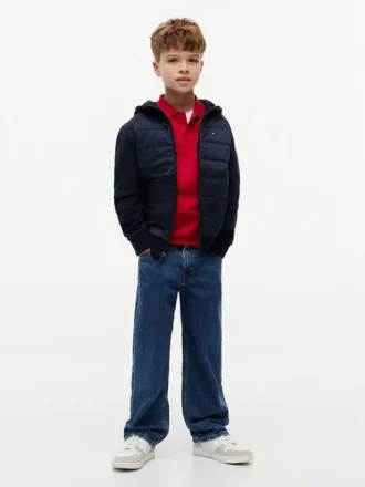 Kids’ Mixed Media Hooded Quilted Jacket