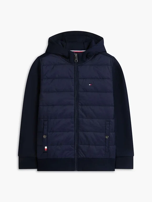 Kids’ Mixed Media Hooded Quilted Jacket Kids’ Mixed Media Hooded Quilted Jacket