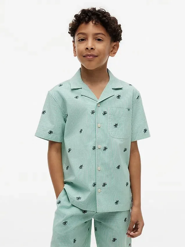 Kids’ Monogram Logo Striped Camp Shirt Kids’ Monogram Logo Striped Camp Shirt