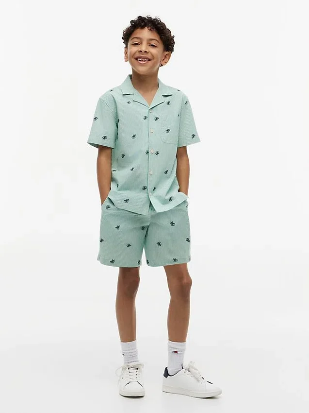 Kids’ Monogram Logo Striped Camp Shirt Kids’ Monogram Logo Striped Camp Shirt