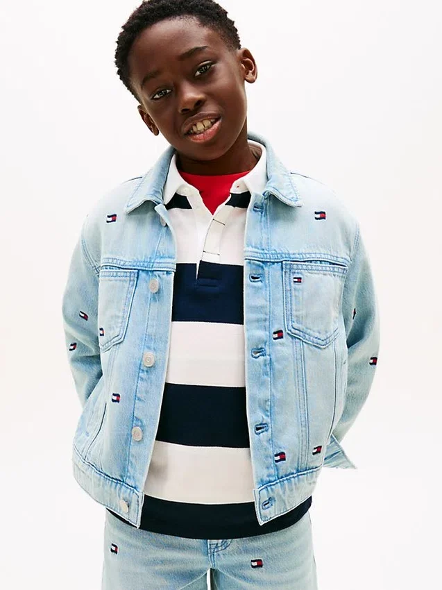 Kids’ Oversize Wavy Flag Denim Jacket Kids’ Oversize Wavy Flag Denim Jacket