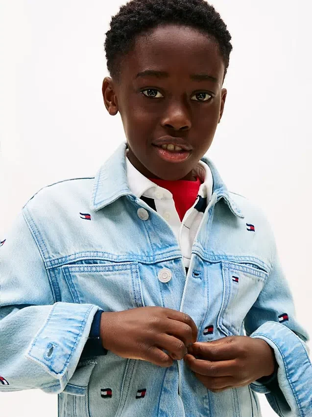 Kids’ Oversize Wavy Flag Denim Jacket Kids’ Oversize Wavy Flag Denim Jacket
