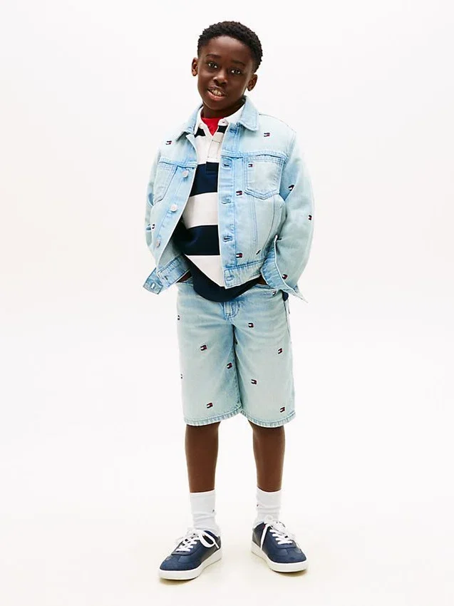 Kids’ Oversize Wavy Flag Denim Jacket Kids’ Oversize Wavy Flag Denim Jacket