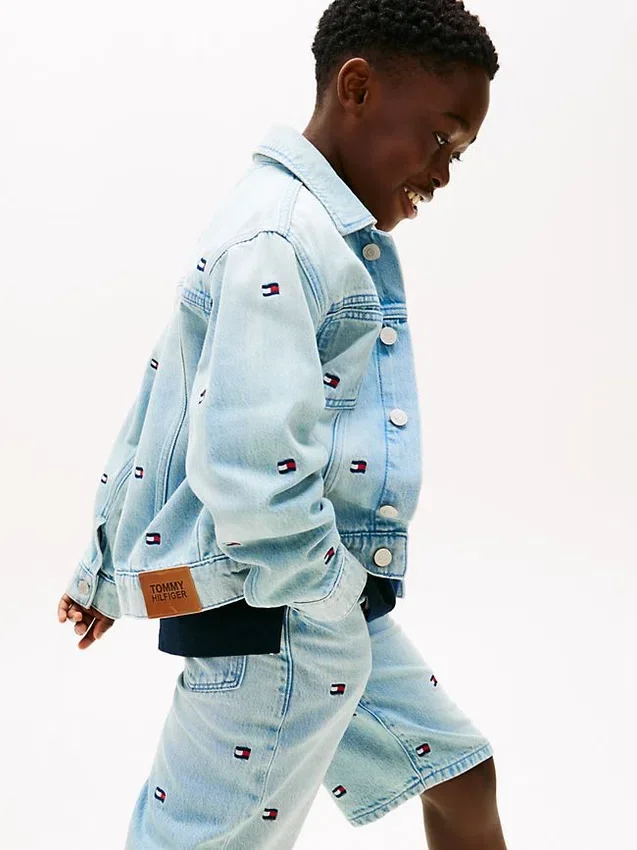 Kids’ Oversize Wavy Flag Denim Jacket Kids’ Oversize Wavy Flag Denim Jacket