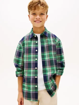Kids’ Plaid Stretch Oxford Shirt