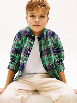 Kids’ Plaid Stretch Oxford Shirt