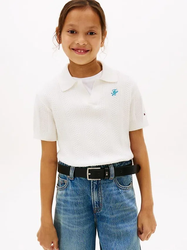 Kids’ Pointelle Sweater Polo Kids’ Pointelle Sweater Polo