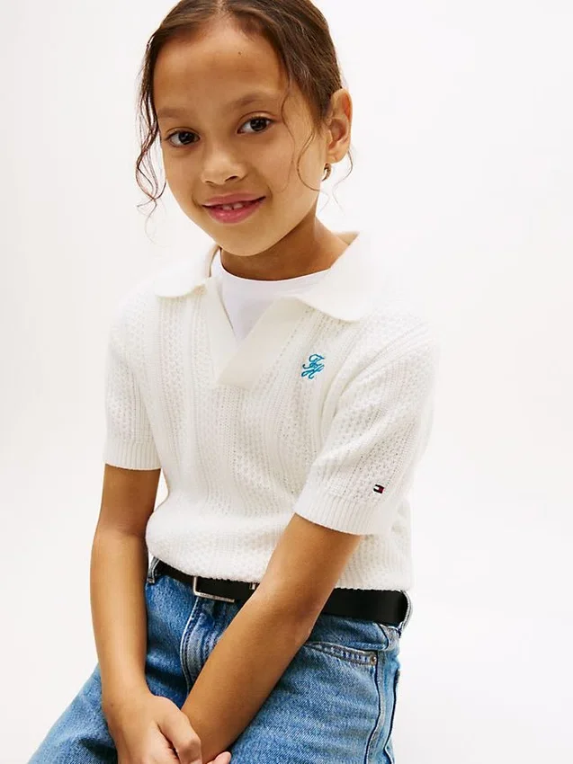 Kids’ Pointelle Sweater Polo Kids’ Pointelle Sweater Polo