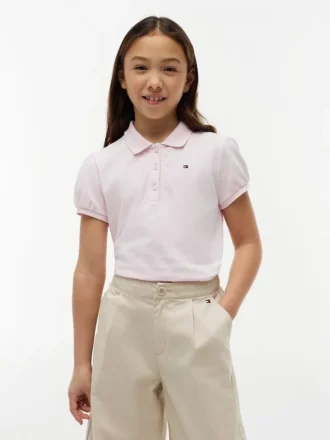 Kids’ Puff-Sleeve Stretch Polo
