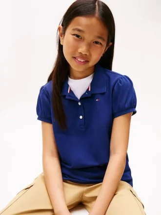 Kids’ Puff-Sleeve Stretch Polo