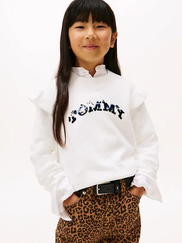 Kids’ Sequin Logo Ruffle Sweater Kids’ Sequin Logo Ruffle Sweater