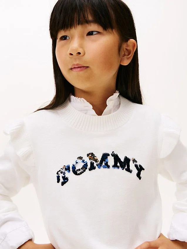Kids’ Sequin Logo Ruffle Sweater Kids’ Sequin Logo Ruffle Sweater
