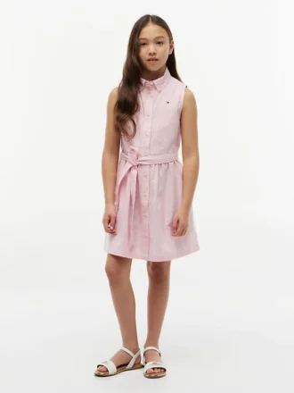 Kids’ Sleeveless Belted Shirtdress