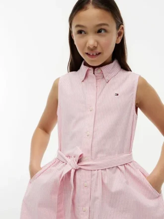 Kids’ Sleeveless Belted Shirtdress