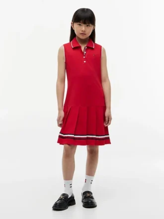 Kids’ Sleeveless Pleated Polo Dress
