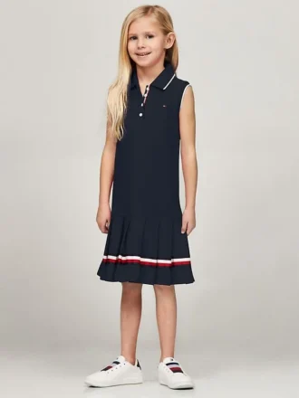 Kids’ Sleeveless Pleated Polo Dress