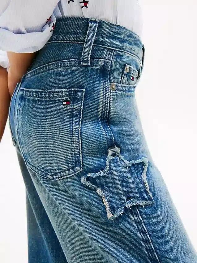 Kids’ Star Motif High-Rise Wide Leg Jean Kids’ Star Motif High-Rise Wide Leg Jean