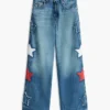 Kids’ Star Motif High-Rise Wide Leg Jean Kids’ Star Motif High-Rise Wide Leg Jean