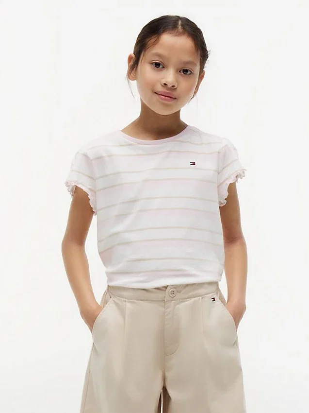 Kids’ Stripe Lettuce-Trim Sleeve T-Shirt Kids’ Stripe Lettuce-Trim Sleeve T-Shirt