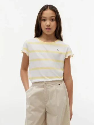 Kids’ Stripe Lettuce-Trim Sleeve T-Shirt