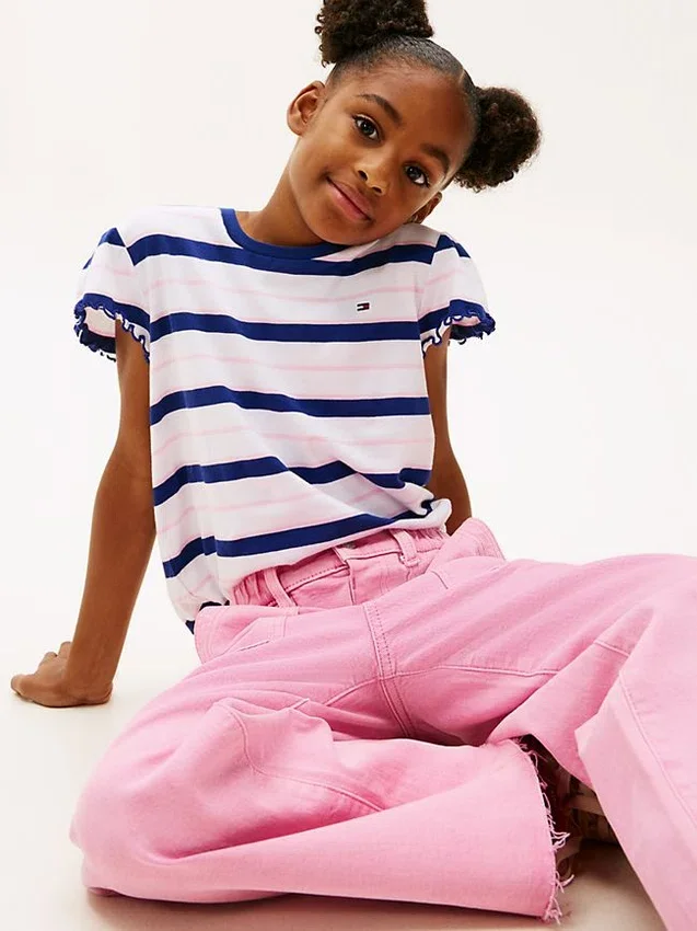 Kids’ Stripe Lettuce-Trim Sleeve T-Shirt Kids’ Stripe Lettuce-Trim Sleeve T-Shirt
