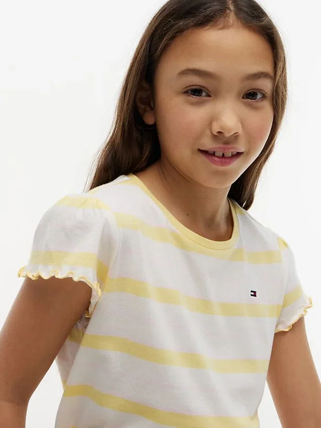 Kids’ Stripe Lettuce-Trim Sleeve T-Shirt Kids’ Stripe Lettuce-Trim Sleeve T-Shirt