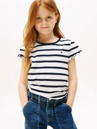 Kids’ Stripe Ruffle-Sleeve T-Shirt