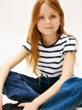 Kids’ Stripe Ruffle-Sleeve T-Shirt
