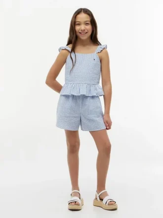 Kids’ Stripe Seersucker Flutter Top