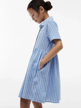 Kids’ Striped Cotton-Linen Blend Dress