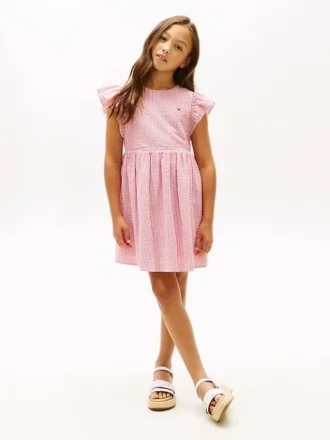 Kids’ Striped Flutter Seersucker Dress