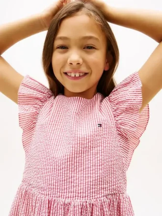 Kids’ Striped Flutter Seersucker Dress