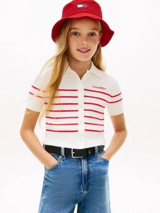 Kids’ Striped Ribbed Cardigan Polo