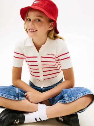 Kids’ Striped Ribbed Cardigan Polo
