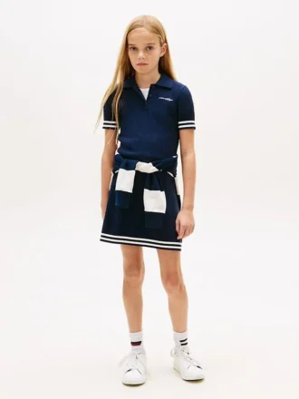 Kids’ Striped Sweater Polo Dress