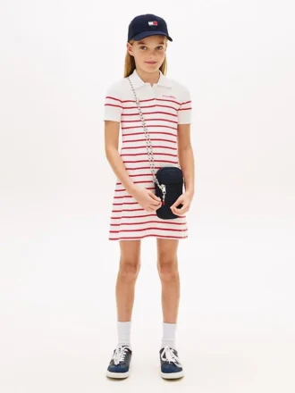 Kids’ Striped Sweater Polo Dress