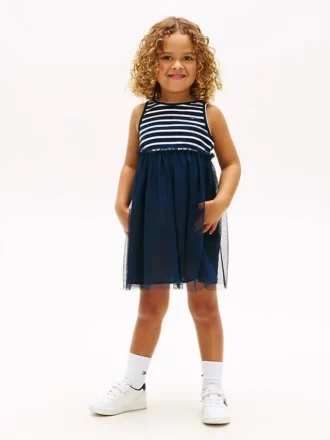 Kids’ Striped Tulle Combo Dress