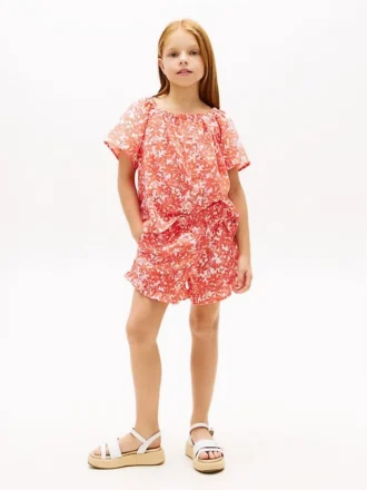 Kids’ Tropical Print Ruffle Short