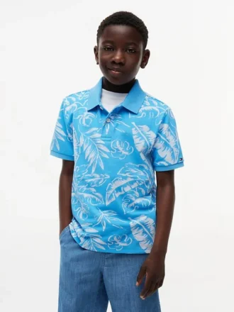 Kids’ Tropical Print Stretch Polo