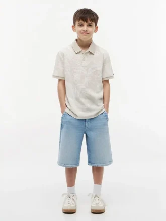 Kids’ Tropical Print Stretch Polo