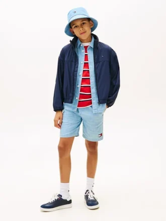 Kids’ Wavy Flag Herringbone Denim Short