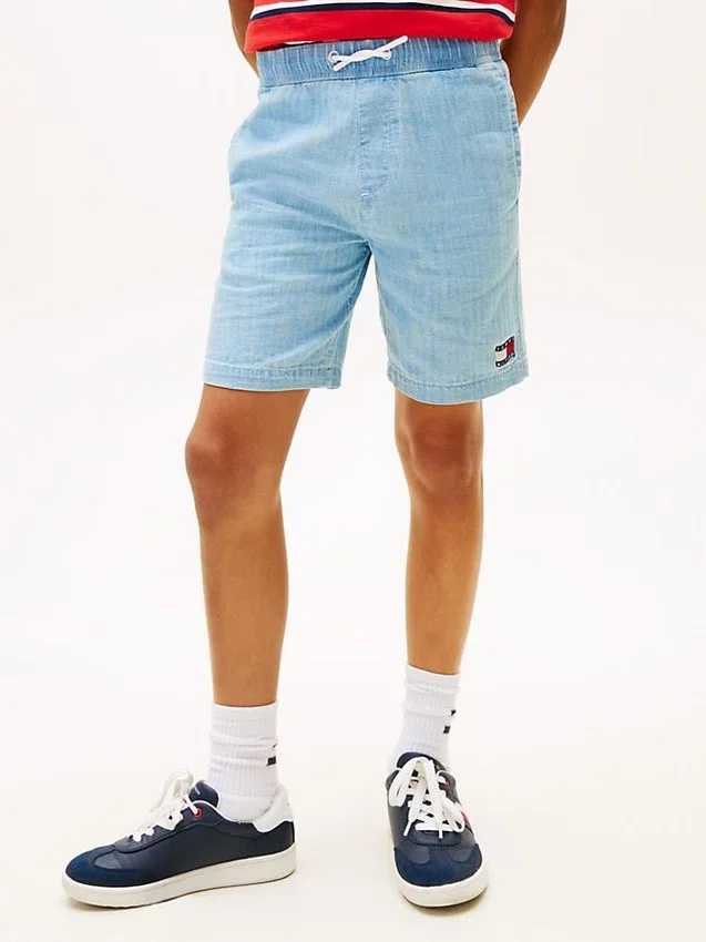 Kids’ Wavy Flag Herringbone Denim Short Kids’ Wavy Flag Herringbone Denim Short