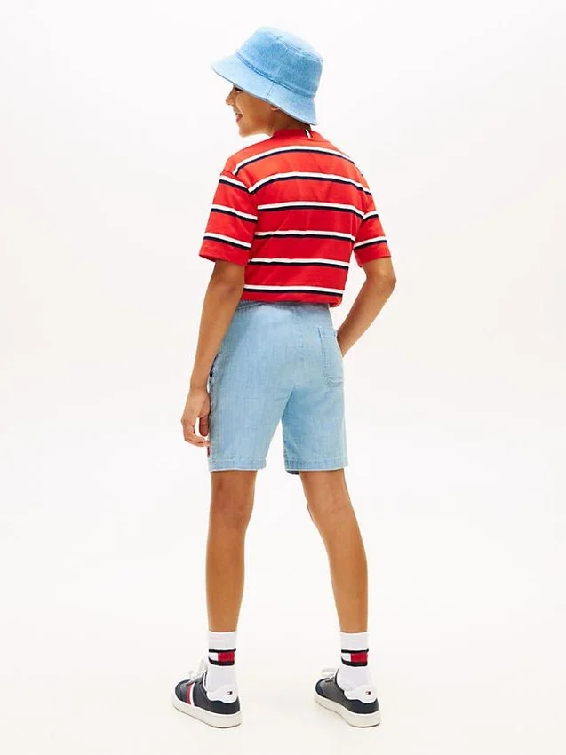 Kids’ Wavy Flag Herringbone Denim Short Kids’ Wavy Flag Herringbone Denim Short