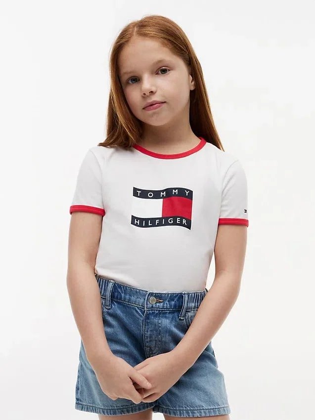 Kids’ Wavy Flag Logo Ringer T-Shirt Kids’ Wavy Flag Logo Ringer T-Shirt