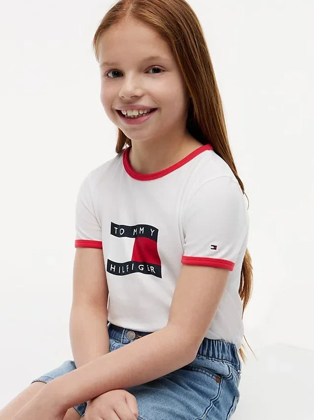 Kids’ Wavy Flag Logo Ringer T-Shirt Kids’ Wavy Flag Logo Ringer T-Shirt