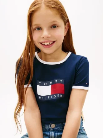 Kids’ Wavy Flag Logo Ringer T-Shirt