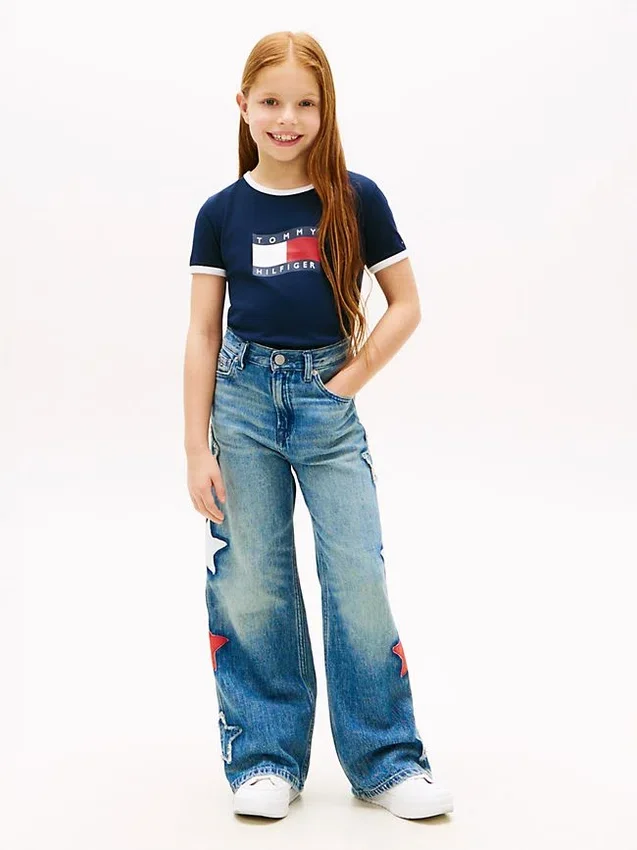 Kids’ Wavy Flag Logo Ringer T-Shirt Kids’ Wavy Flag Logo Ringer T-Shirt